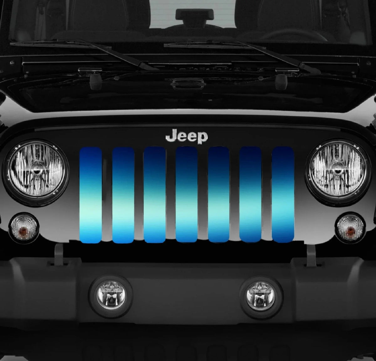 Blue Wave Ombre Jeep Grille Insert - 4 Low Lifestyle