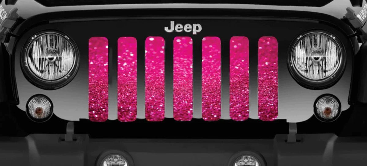 Bright Pink Sparkle Flex Jeep Grille Insert - 4 Low Lifestyle