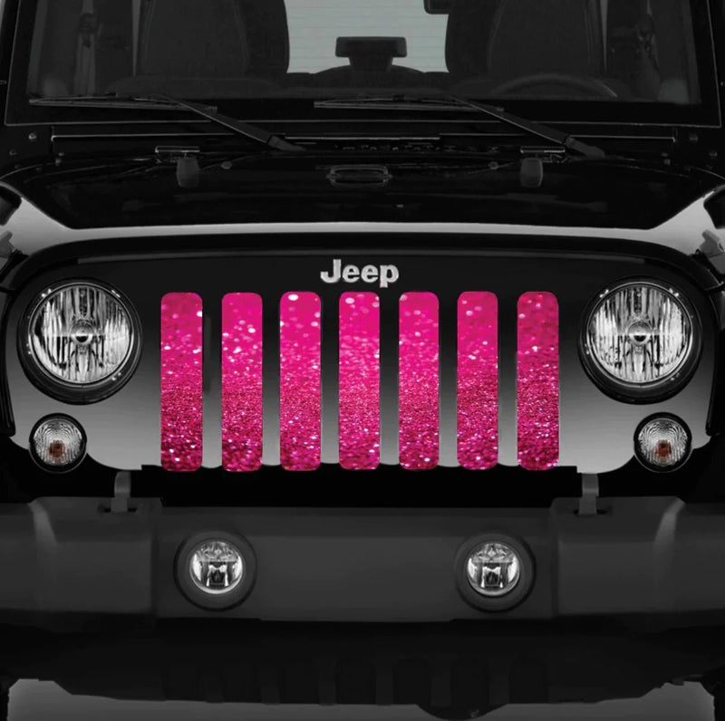 Bright Pink Sparkle Flex Jeep Grille Insert - 4 Low Lifestyle