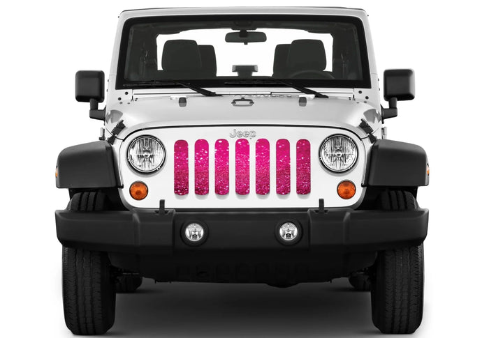 Bright Pink Sparkle Flex Jeep Grille Insert - 4 Low Lifestyle