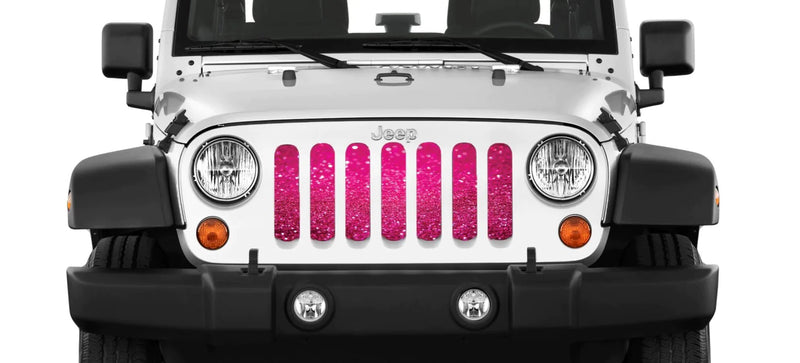 Bright Pink Sparkle Flex Jeep Grille Insert - 4 Low Lifestyle