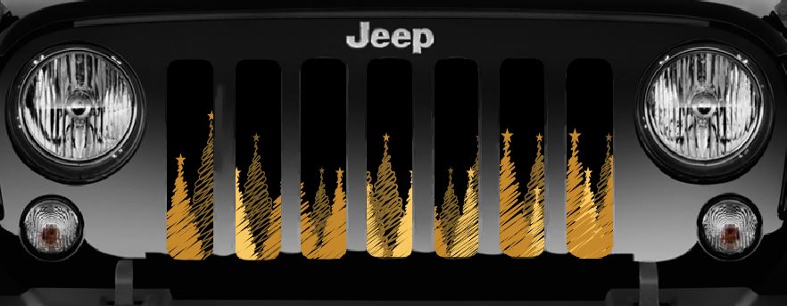 Gold Christmas Tree Festive Grille Insert for Jeep - 4 Low Lifestyle