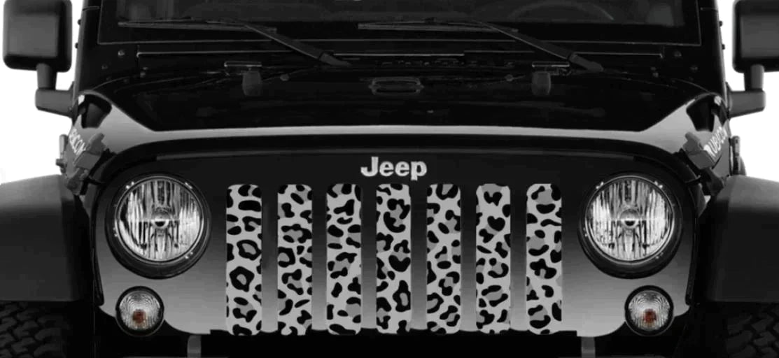 Grey Leopard Print Jeep Grille Insert - 4 Low Lifestyle