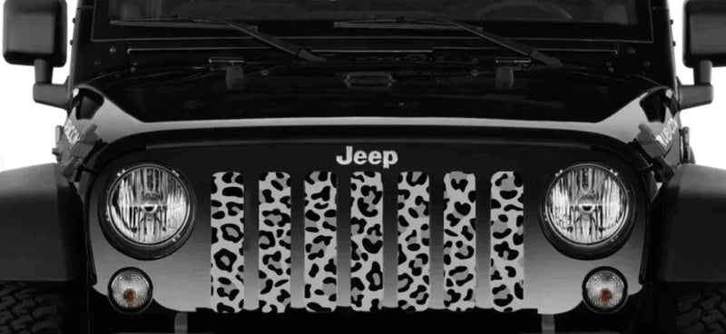 Grey Leopard Print Jeep Grille Insert - 4 Low Lifestyle