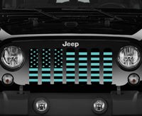 Jeep Grille Insert-Black and Teal American Flag - 4 Low Lifestyle