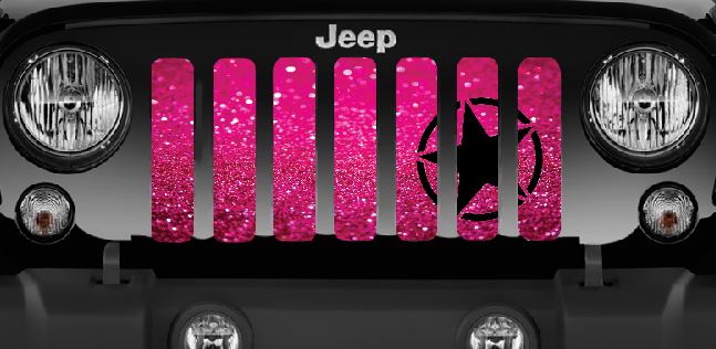 Jeep Grille Insert-Oscar Mike Pink Sparkle - 4 Low Lifestyle