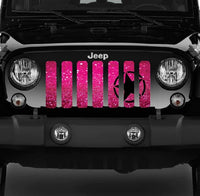 Jeep Grille Insert-Oscar Mike Pink Sparkle - 4 Low Lifestyle