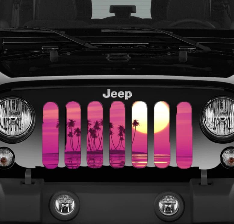 Jeep Grille Insert-Pink Beach Sunset - 4 Low Lifestyle