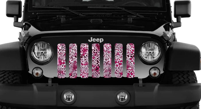 Jeep Grille Insert-Pink Leopard Print - 4 Low Lifestyle