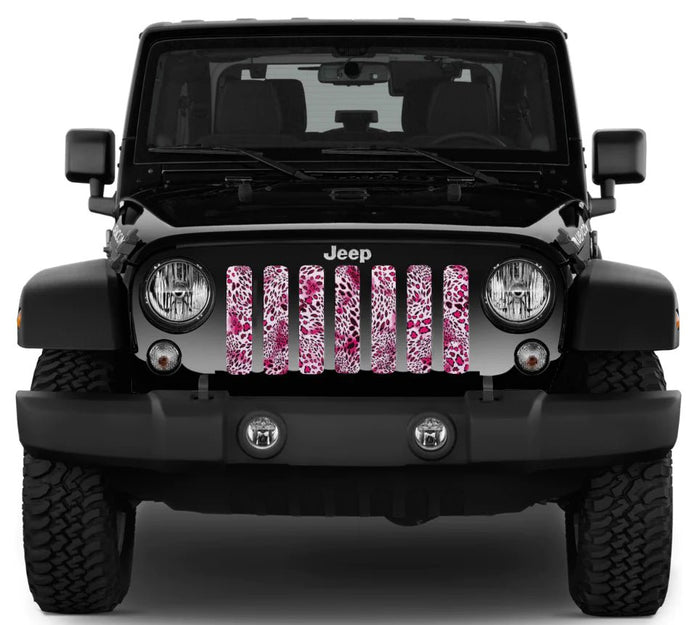 Jeep Grille Insert-Pink Leopard Print - 4 Low Lifestyle