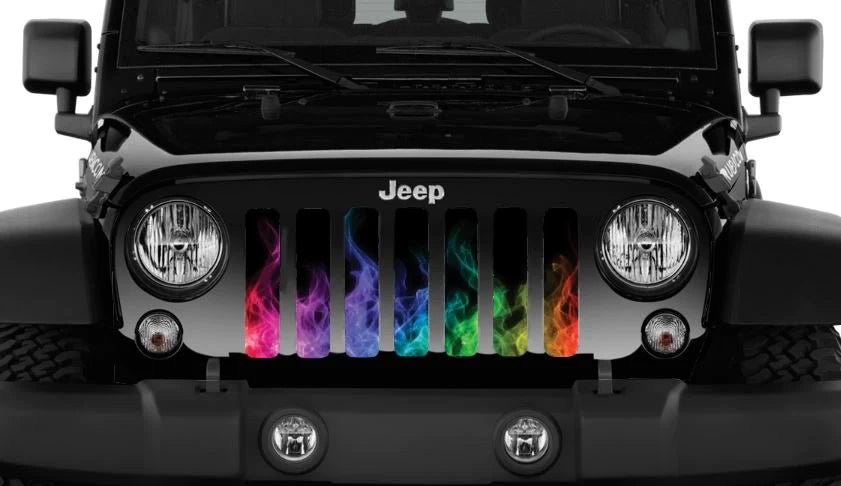 Jeep Grille Insert-Rainbow Flames - 4 Low Lifestyle