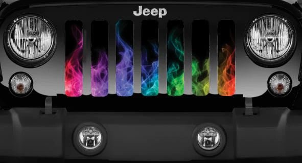 Jeep Grille Insert-Rainbow Flames - 4 Low Lifestyle