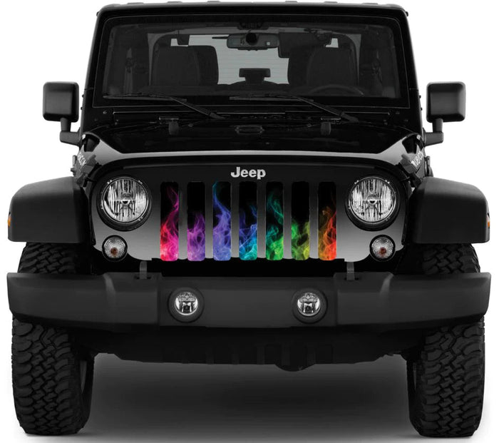 Jeep Grille Insert-Rainbow Flames - 4 Low Lifestyle