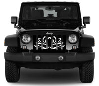 Jeep Grille Insert-White Lotus Flower - 4 Low Lifestyle