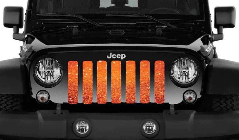 Orange Sparkle Jeep Grille Insert - 4 Low Lifestyle