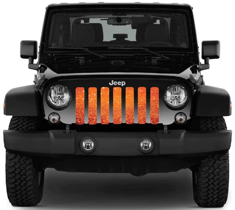 Orange Sparkle Jeep Grille Insert - 4 Low Lifestyle