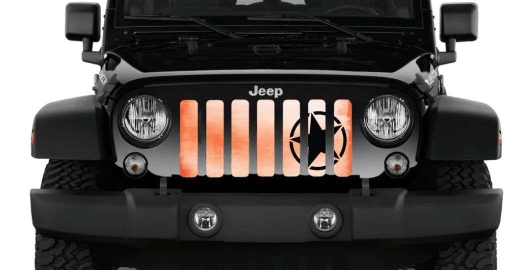 Oscar Mike Ombre Orange Jeep Grille Insert - 4 Low Lifestyle