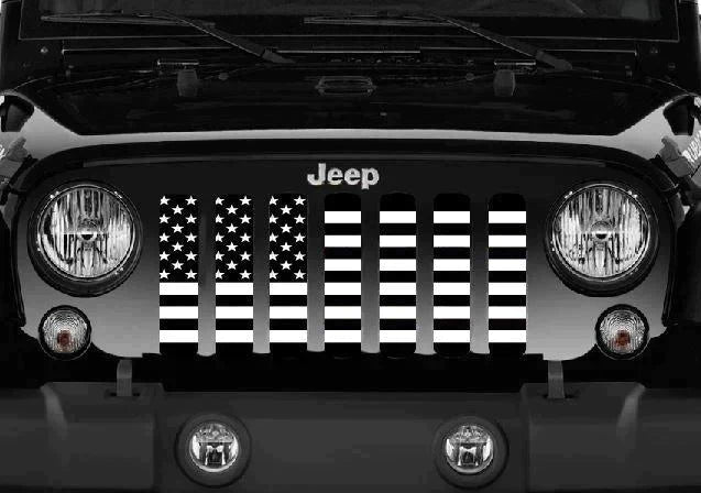 Platinum Black and White American Flag Jeep Grille Insert - 4 Low Lifestyle