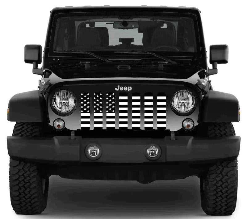 Platinum Black and White American Flag Jeep Grille Insert - 4 Low Lifestyle