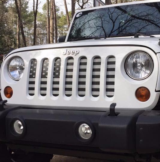 Platinum Black and White American Flag Jeep Grille Insert - 4 Low Lifestyle