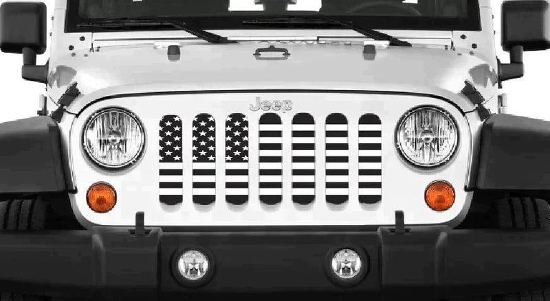 Platinum Black and White American Flag Jeep Grille Insert - 4 Low Lifestyle