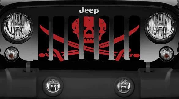 Red Pirate Jeep Grille Insert - 4 Low Lifestyle