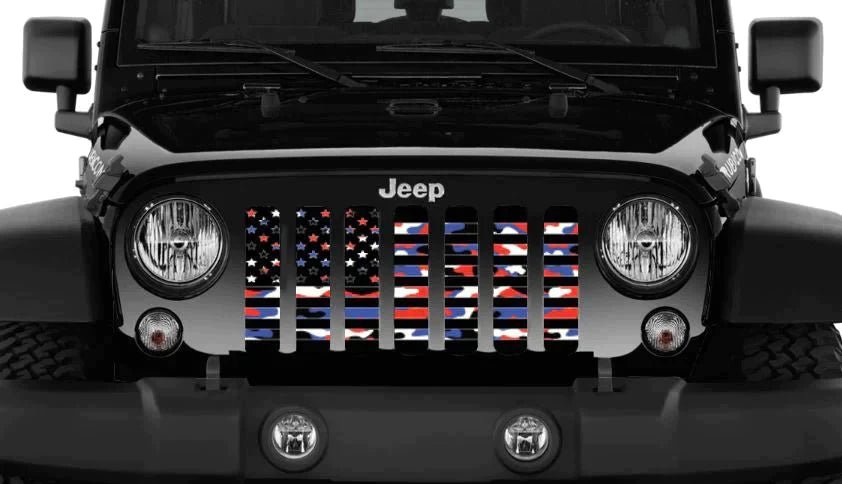 Red, White and Blue American Flag Grille Insert - 4 Low Lifestyle