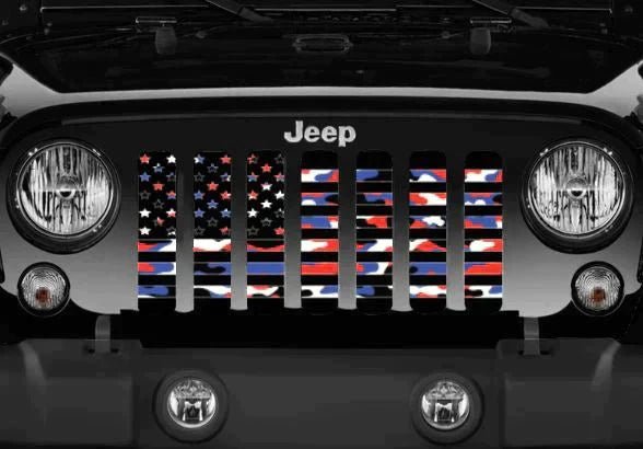 Red, White and Blue American Flag Grille Insert - 4 Low Lifestyle