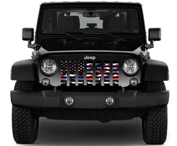 Red, White and Blue American Flag Grille Insert - 4 Low Lifestyle